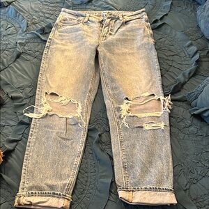 American Eagle Outfitters Light Blue Distressed Cropped Jeans